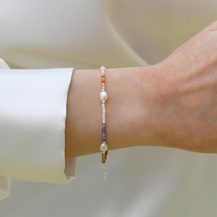 Doğaltaş İncili Gümüş Bileklik