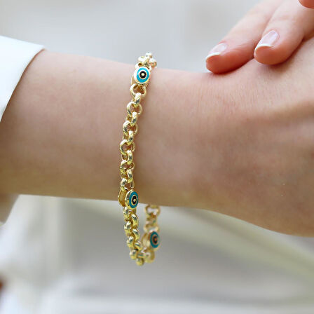 Elips Mineli Hallow Gold Gümüş Bileklik