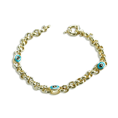 Elips Mineli Hallow Gold Gümüş Bileklik