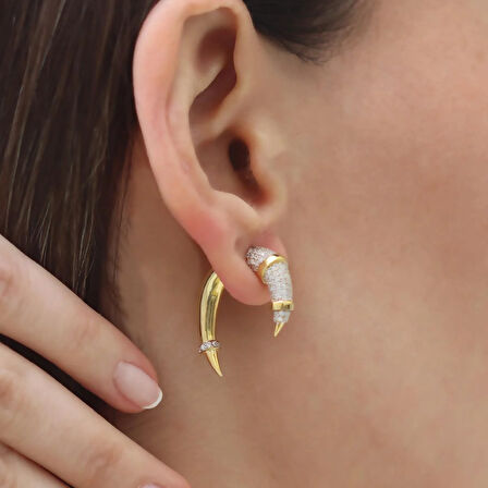 Fildişi Trend Gold Gümüş Küpe