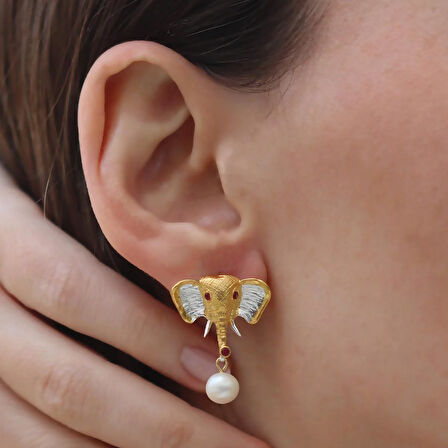 Fil İncili Gümüş Trend Küpe