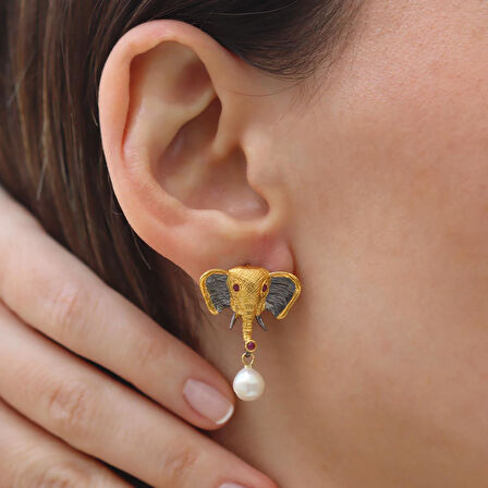 Fil İncili Gümüş Trend Küpe