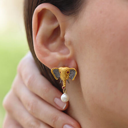 Fil İncili Gümüş Trend Küpe