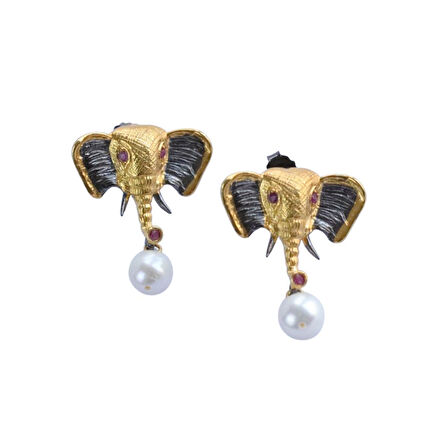 Fil İncili Gümüş Trend Küpe