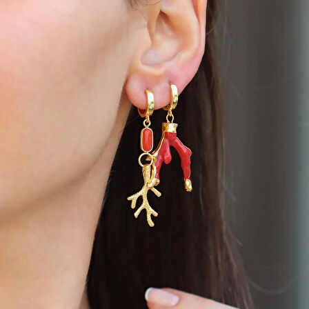 Mercan Gold Gümüş Küpe