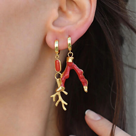 Mercan Gold Gümüş Küpe