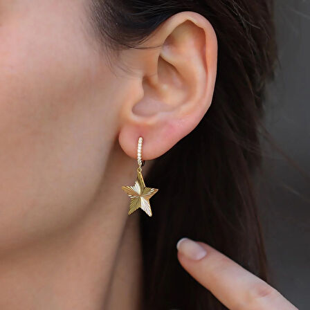 Yıldız Göçmen Gold Gümüş Küpe