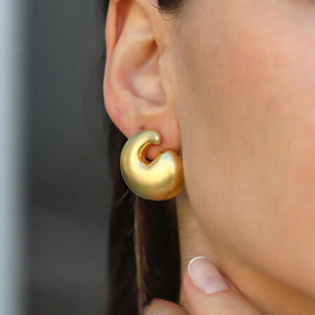 Yan Bottega Gold Bombeli Gümüş Küpe