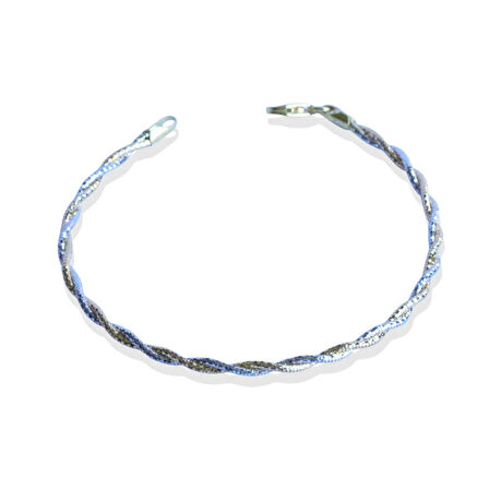 Burgu Çift Renkli Ajda Modeli Gümüş Bileklik