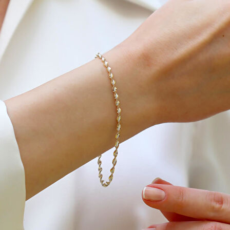 Burgu Çift Renkli Gümüş Bileklik