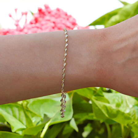 Burgu Çift Renkli Gümüş Bileklik