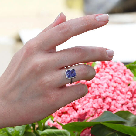 Baget Mor Icecut Taşlı Gümüş Yüzük