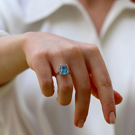 Sky Red Collection Tanzanit Creatif Gümüş Yüzük