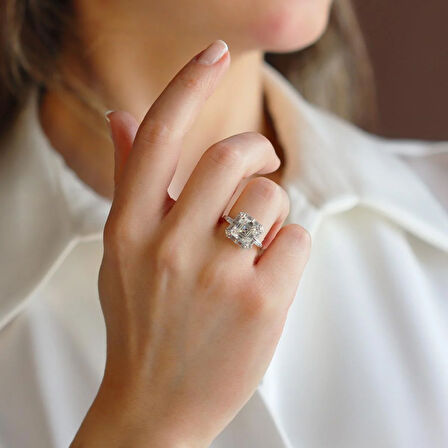 Sky Diamond Squre 2,50ct Gümüş Yüzük
