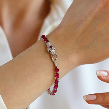 Sky Red Colleciton Serpent Yakut Creatif Gümüş Bileklik