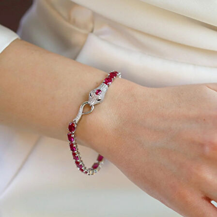 Sky Red Colleciton Serpent Yakut Creatif Gümüş Bileklik