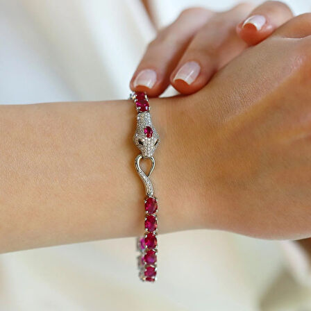 Sky Red Colleciton Serpent Yakut Creatif Gümüş Bileklik