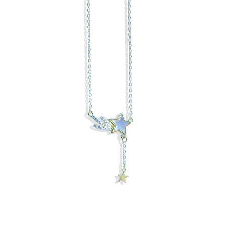 Kuyruklu Mineli Gold Gümüş Kolye