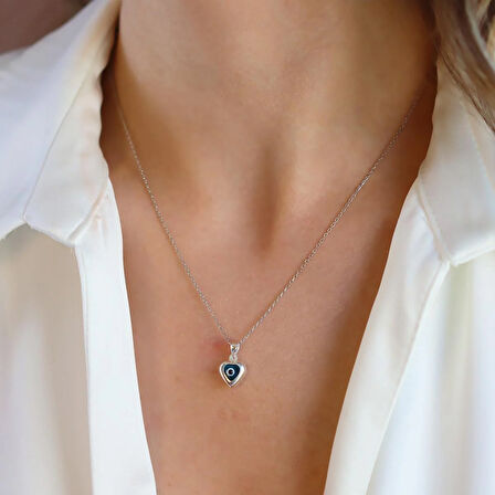 Kalp Camgöz Gümüş Kolye