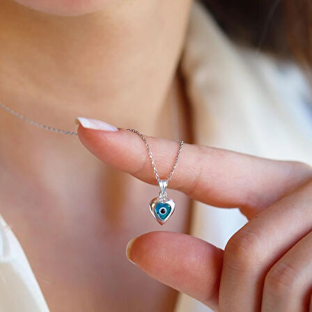 Kalp Camgöz Gümüş Kolye