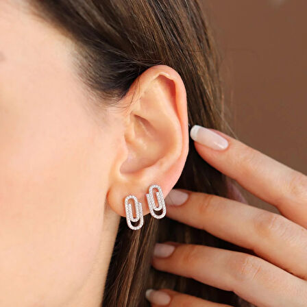 Ataç Zirkon Taşlı Gümüş Küpe