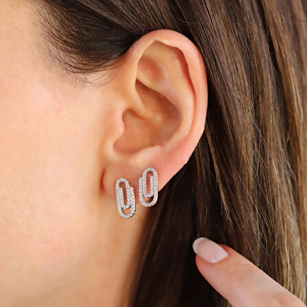 Ataç Zirkon Taşlı Gümüş Küpe