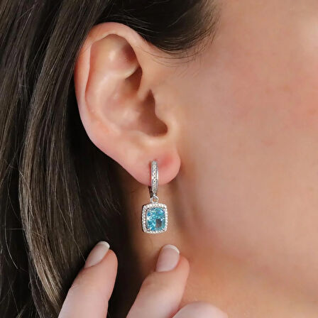 Mavi Icecut Taşlı Gümüş Set