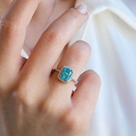 Mavi Icecut Taşlı Gümüş Set