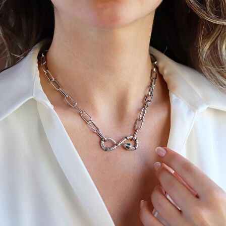 Yılan Sonsuzluk Modeli Zirkon Taşlı Kolye