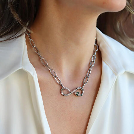 Yılan Sonsuzluk Modeli Zirkon Taşlı Set