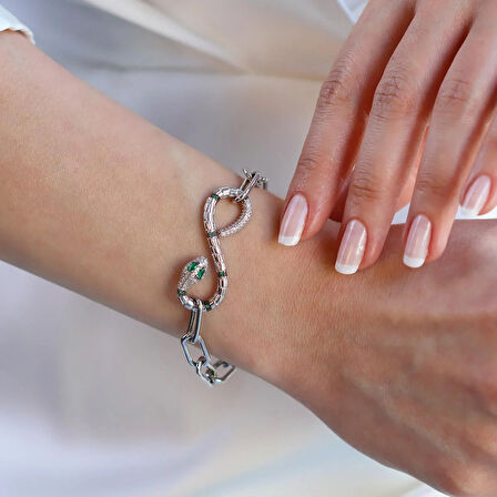 Yılan Sonsuzluk Modeli Zirkon Taşlı Set