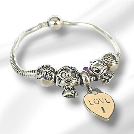 Stitch Charm Çelik Bileklik