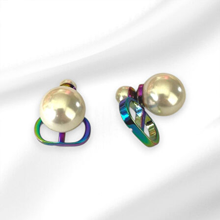 İncili Rainbow Color Çelik Küpe