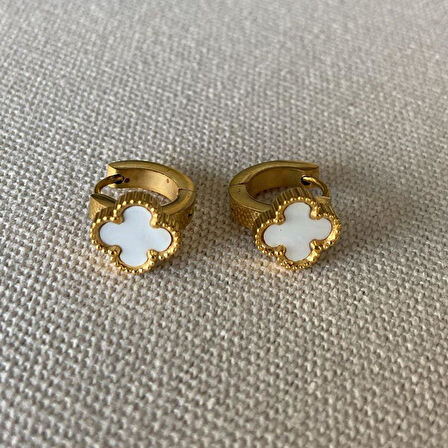 Yonca Üçlü Gold Çelik Kombin Küpe