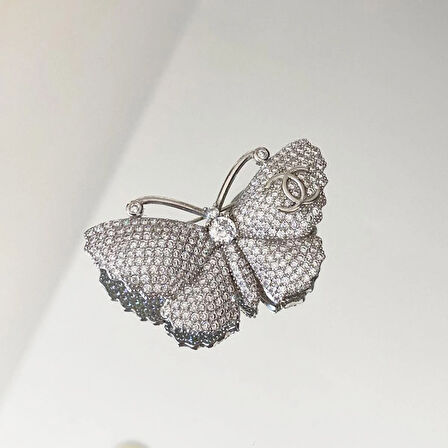 Mikail Meleği Taşlı Çelik Kolye Broş Set