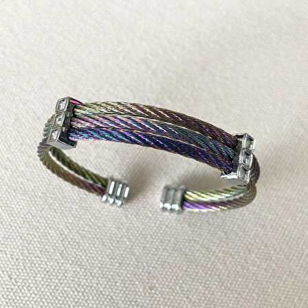 Renkli Hasır Çelik Kelepçe Küpe Set