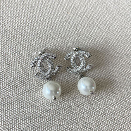 İncili Taşlı Çelik Küpe