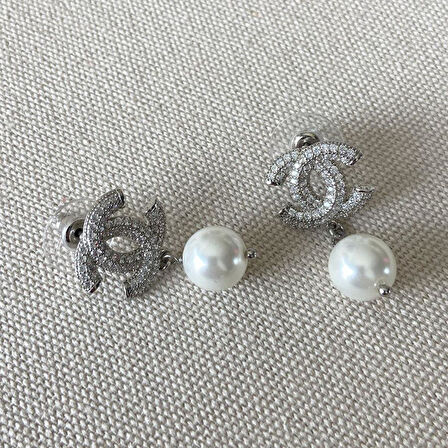 İncili Taşlı Çelik Küpe