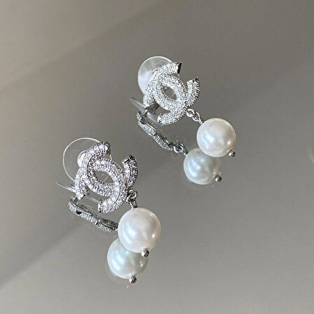 İncili Taşlı Çelik Küpe