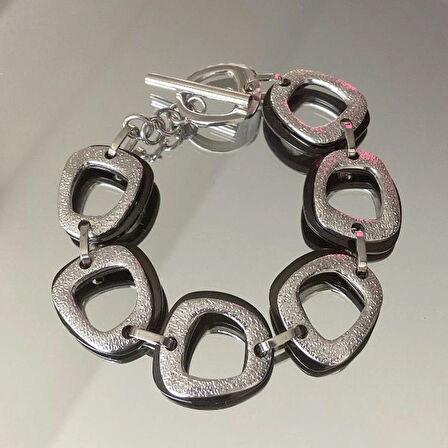 Creo Siyah Halkalı Çelik Bileklik