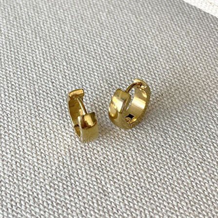 Taşlı Gold Halka Çelik Küpe Kombin 