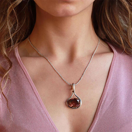 Özel Tasarım Zultanit Taşlı El İşi Gümüş Kolye