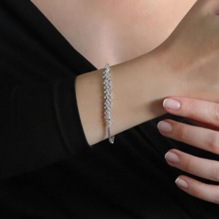 Zirkon Taşlı Pırlanta Modeli 925 Ayar Gümüş Set