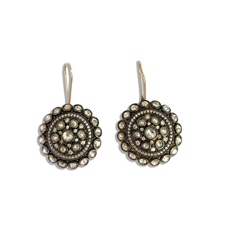 Elmas Montür Modeli Rose Gold Gümüş Küpe