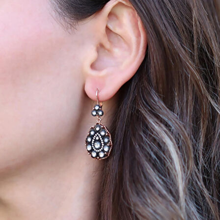 Damla Elmas Montür Rose Gold Gümüş Küpe