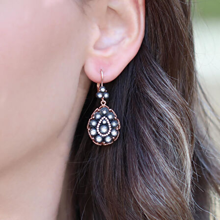 Damla Elmas Montür Rose Gold Gümüş Küpe