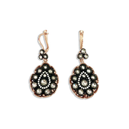 Damla Elmas Montür Rose Gold Gümüş Küpe