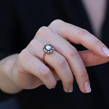 Elips Elmas Montür Modeli Rose Gold Gümüş Yüzük