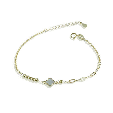 Yonca Sedefli Trend Gold Gümüş Bileklik