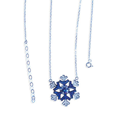 Kar Tanesi Lacivert Taşlı Gümüş Kolye
